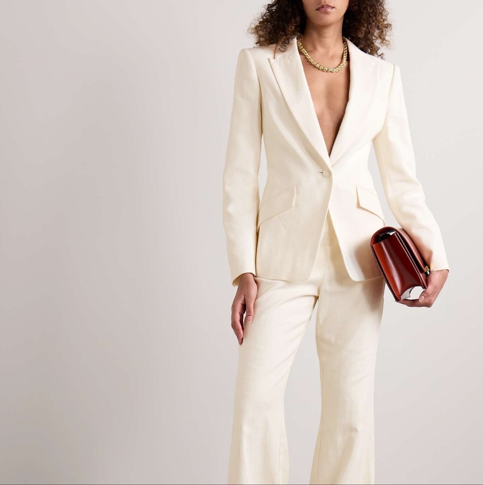 Roland Mouret Single-Breasted Linen Blazer Jacket